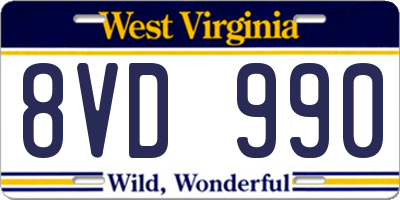 WV license plate 8VD990