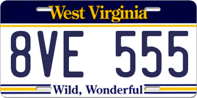 WV license plate 8VE555