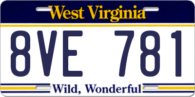 WV license plate 8VE781