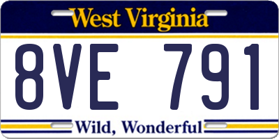WV license plate 8VE791