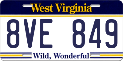 WV license plate 8VE849