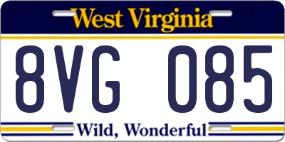 WV license plate 8VG085