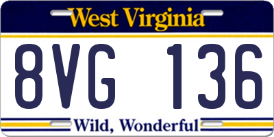 WV license plate 8VG136