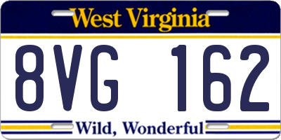 WV license plate 8VG162