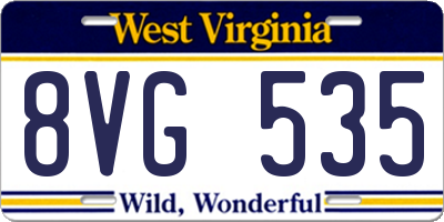 WV license plate 8VG535