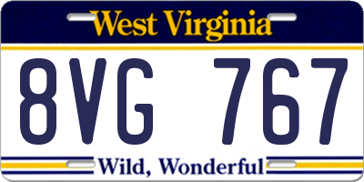 WV license plate 8VG767