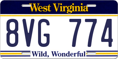 WV license plate 8VG774