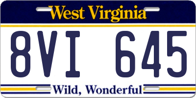 WV license plate 8VI645
