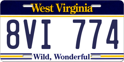WV license plate 8VI774