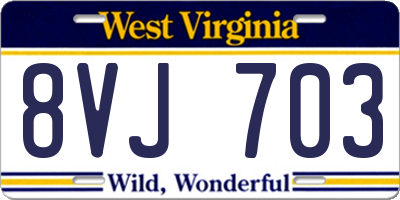 WV license plate 8VJ703