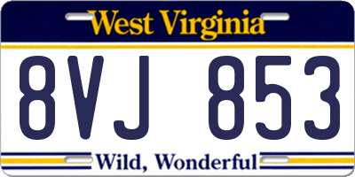 WV license plate 8VJ853