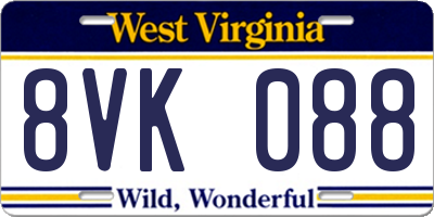 WV license plate 8VK088