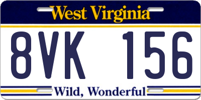 WV license plate 8VK156
