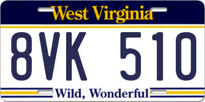 WV license plate 8VK510
