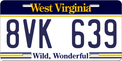 WV license plate 8VK639
