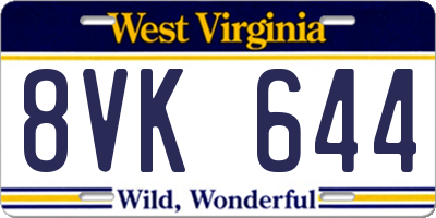 WV license plate 8VK644