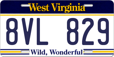 WV license plate 8VL829