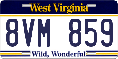 WV license plate 8VM859