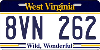 WV license plate 8VN262