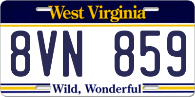 WV license plate 8VN859