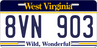 WV license plate 8VN903