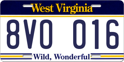 WV license plate 8VO016