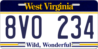 WV license plate 8VO234