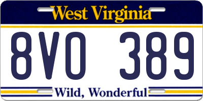 WV license plate 8VO389