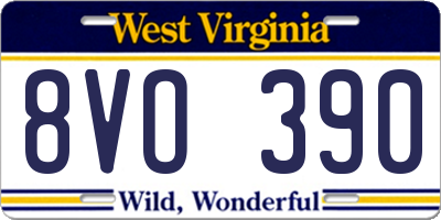 WV license plate 8VO390