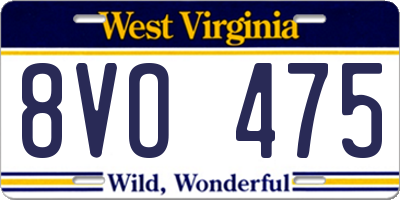 WV license plate 8VO475