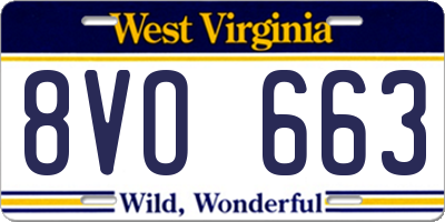 WV license plate 8VO663