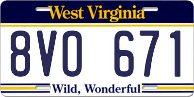 WV license plate 8VO671
