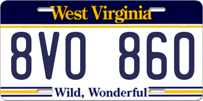 WV license plate 8VO860