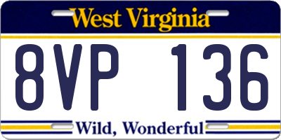 WV license plate 8VP136
