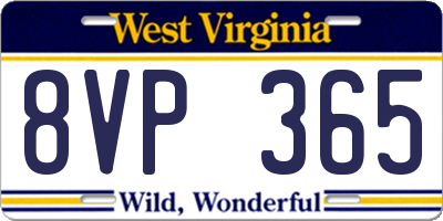 WV license plate 8VP365