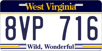 WV license plate 8VP716