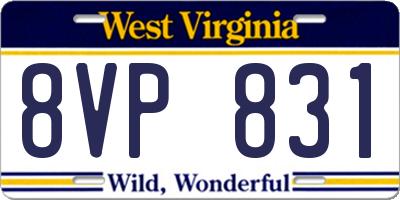 WV license plate 8VP831