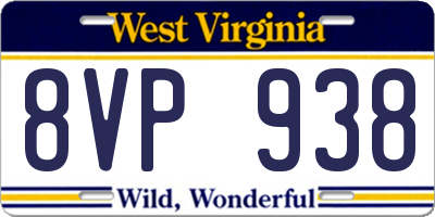 WV license plate 8VP938