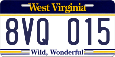 WV license plate 8VQ015