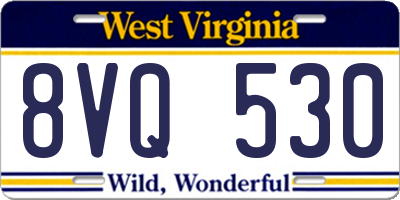WV license plate 8VQ530