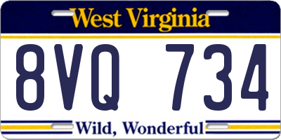 WV license plate 8VQ734