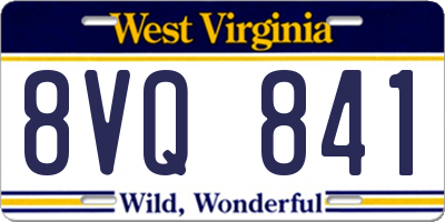 WV license plate 8VQ841