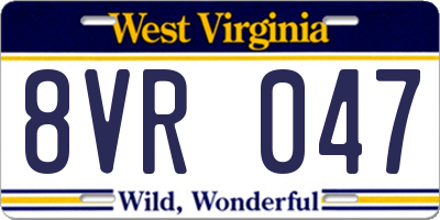 WV license plate 8VR047