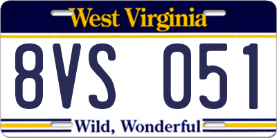 WV license plate 8VS051