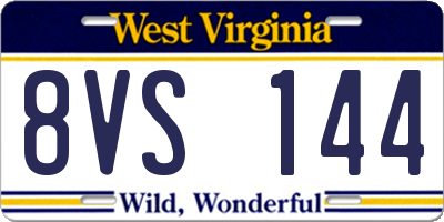 WV license plate 8VS144
