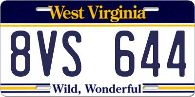 WV license plate 8VS644