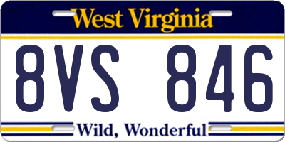 WV license plate 8VS846