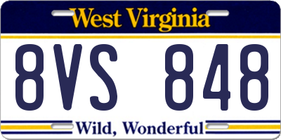 WV license plate 8VS848