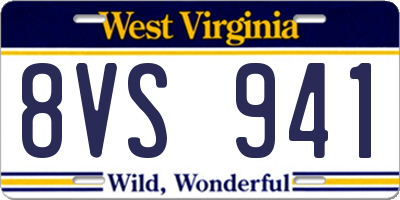 WV license plate 8VS941