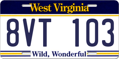 WV license plate 8VT103